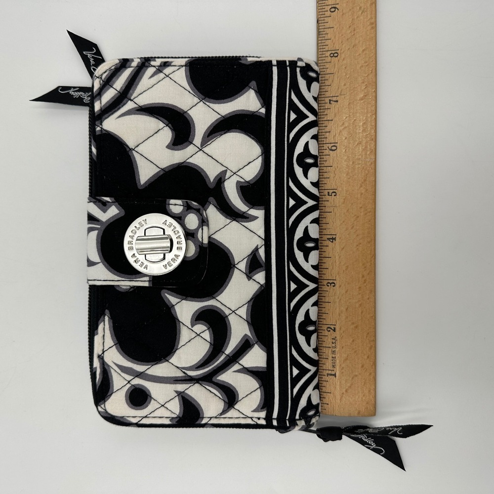 Vera Bradley Turnlock Wallet Womens OS Black White Night and Day Quilted Cotton - Picture 12 of 16
